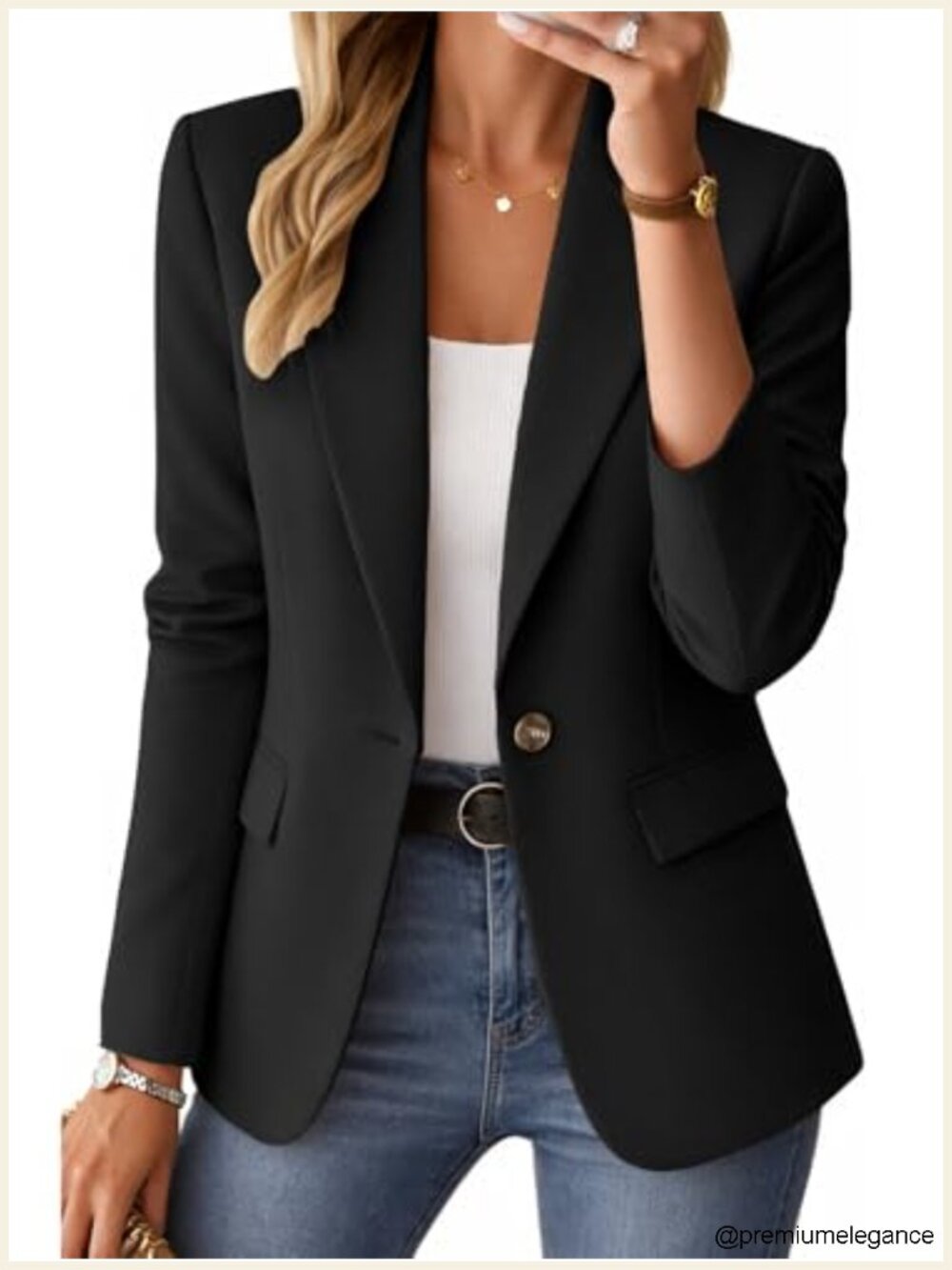 Women's Casual Blazer - Lightweight Fully Lined Notch Lapel Single Button Slim
